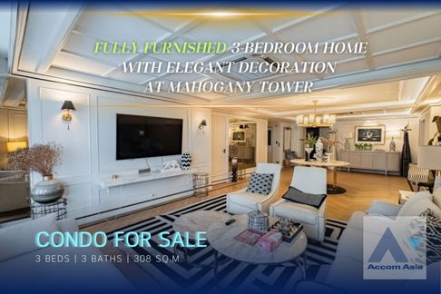🔼🔽 AccomA 📩  Luxury condo with decorative ceiling at Mahogany Tower, Sukhumvit (AA37439)