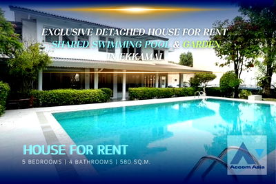 Houses for rent Rama 4 Road : 🔼🔽 AccomA 📩 Exclusive Detached House for Rent in Ekkamai – Private Gated Compound with Only 2 Homes! Shared Swimming pool & Garden (610073)