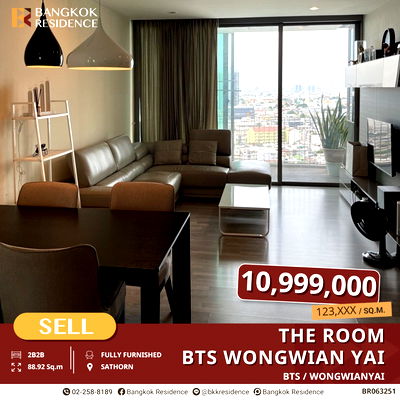 Condos for sale BTS Wongwian Yai : The Room BTS Wongwianyai, 2 Bedrooms with City View, Near BTS Wongwianyai