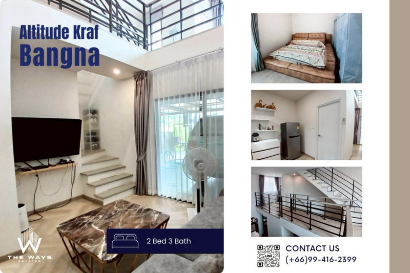บ้านเดี่ยวให้เช่า : ให้เช่า ทาวน์โฮม 3 ชั้น สไตล์มินิมอล | Altitude Kraf Bangna บรรยากาศดี วิวสวนขนาดใหญ่ ยินดีรับสัตว์เลี้ยง
