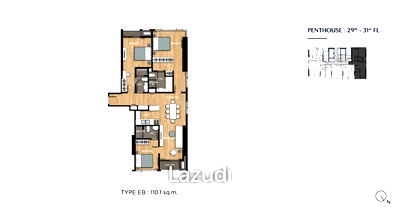 คอนโด สถานีรถไฟฟ้างามดูพลี : 3 Beds 3 Baths 112 SQ.M. The Crown Residences