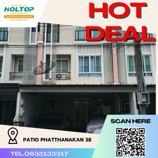3-bed townhouse for rent, 20 sq wah, Patio Phatthanakan 38