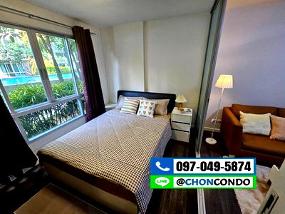 คอนโด บางแสน : DCondo ดีคอนโด ชั้น1 ตึกD  ------------ห้องแต่งสวย+วิวสระ------------Tel 097-049-5874 (Line: @choncondo มี@ด้วย)