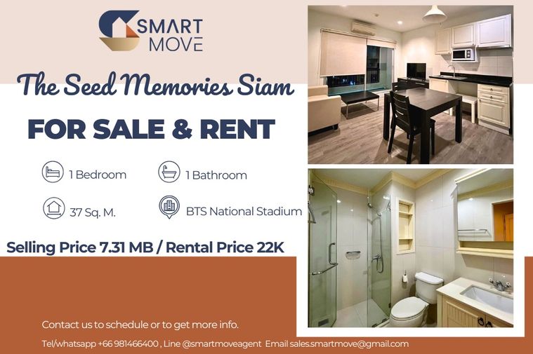 🔥 สำหรับขาย - เช่า !!🔥 Code C20240400176..........The Seed Memories Siam, 1 ห้องนอน, 1 ห้องน้ำ, แต่งครบ, พร้อมเข้าอยู่, ราคาพิเศษ!! 📣📣