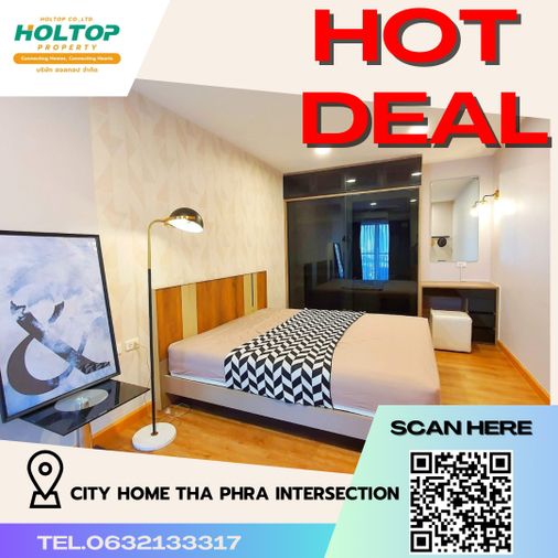 1-bed condo for rent, 48.5 sqm, City Home Tha Phra Intersection