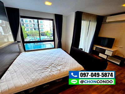 เช่าคอนโด บางแสน : Living Avenue ตึกA ชั้น2 บางแสน -----------วิวสระ---ห้องว่าง 03 มิ.ย.68-------Tel 097-049-5874 (Line: @choncondo มี@ด้วย)