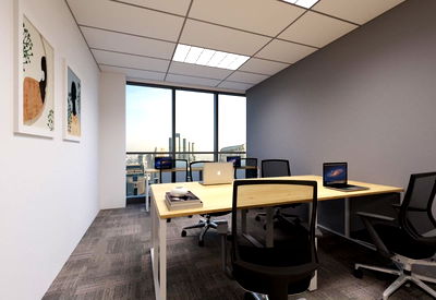 Office for rent University of the Thai Chamber of Commerce : Serviced office for rent at Muang Thai Phatra Tower on Ratchada Road. Fully equipped with office furniture commute via MRT and public transportation.