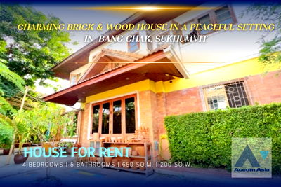 Houses for sale BTS Bang Chak : 🔼🔽 AccomA 📩 Classic wood home with garden terrace and vintage interior (AA36754)