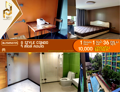 Condos for rent MRT Huai Khwang : DL25050725 Condo for rent, G STYLE CONDO near MRT ห้วยขวาง, ready to move in, call urgently 0656133286 LineID @655ebbvc