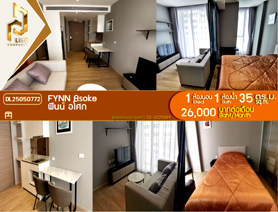 คอนโดให้เช่า : DL25050772 ให้เช่าคอนโด ฟินน์ อโศก (FYNN Asoke) ใกล้ BTS อโศก พร้อมเข้าอยู่ โทรด่วน 0653619502 LineID @952jdxxk