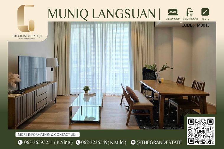 ⭐️MUNIQ LANGSUAN⭐️For rent 2 Bed 3 Bath,Nice decoration,Fully furnished 
