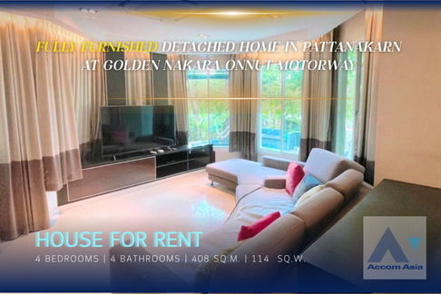 🔼🔽 AccomA 📩 Fully furnished detached home in Pattanakarn at Golden Nakara Onnut Motorway (AA34286)