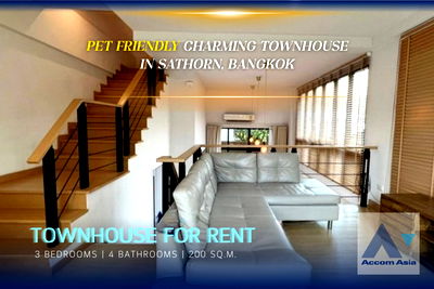 เช่าทาวน์โฮม ม.กรุงเทพ กล้วยน้ำไท : 🔼🔽 AccomA 📩 Charming townhouse in the prime Sathorn area with stylish design (AA25860)