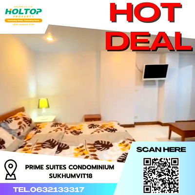 เช่าคอนโด ม.กรุงเทพ กล้วยน้ำไท : #R4608  ให้เช่าคอนโด Prime Suites Condominium Sukhumvit18