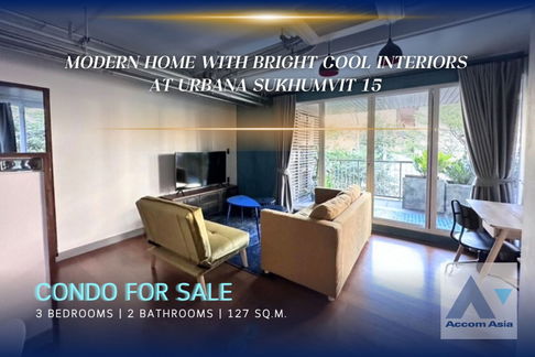 🔼🔽 AccomA 📩  Modern home with bright blue interiors at Urbana Sukhumvit 15 (AA39741)