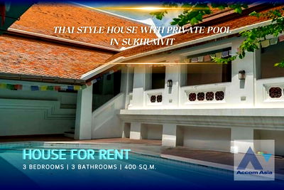 Houses for rent Phrom Phong : 🔼🔽 AccomA 📩 Thai-style private pool house with warm wooden interiors in Sukhumvit (AA26915)