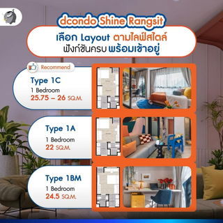 "Fully Furnished New Condo Near University & Dining Hotspots | dcondo Shine Rangsit"