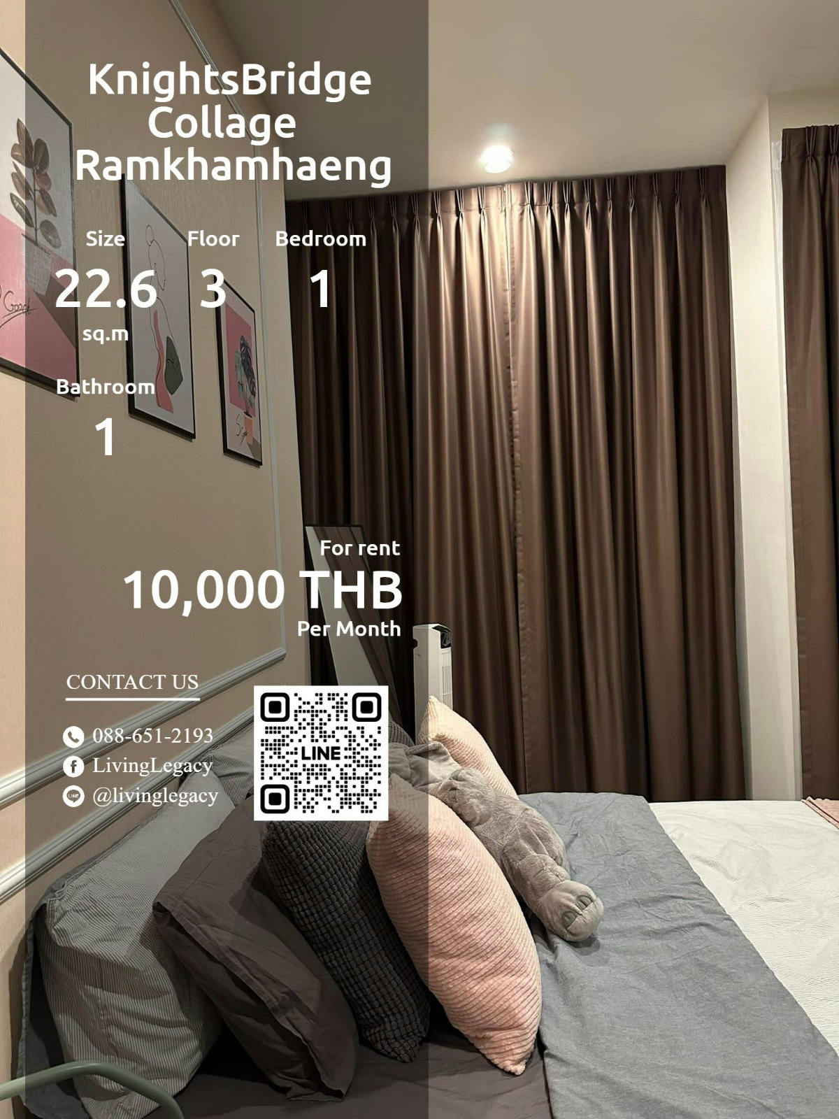 LWOOKOFR ให้เช่าคอนโด Rich Park @ Triple Station 30 ตร.ม. ชั้น 37 line id : @livinglegacy