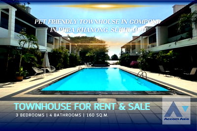 Townhouses for rent Sukhumvit Road : 🔼🔽 AccomA 📩 3-storey townhouse in calm alley of Phra Khanong (AA40286)