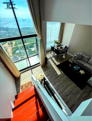 Condos for rent : UK01-185 For rent, Knightsbridge The Ocean Sriracha: Room type (Duplex 2 floors) 1 bedroom, 1 bathroom, 1 living room, 70 sq m., 28,000 baht/month