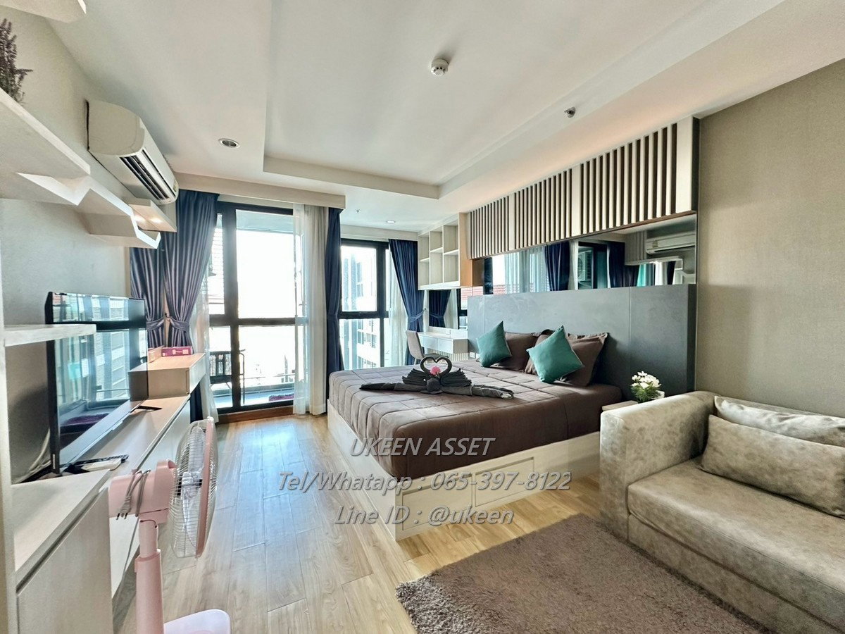UK01-187 For rent Lada Plus Condo 1BedStudio, 32 sq m. rental price 10,000 baht/moth, Floor: 6, Building 2 - Sriracha city view