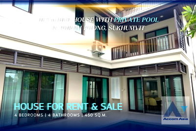 Houses for rent Phrom Phong : 🔼🔽 AccomA 📩 Modern 3-storey house with natural light and private garden in Sukhumvit 
