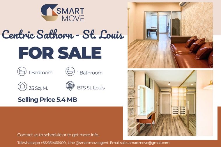 🔥 สำหรับขาย !!🔥 Code C20240500025..........Centric Sathorn - St.Louis, 1 ห้องนอน, 1 ห้องน้ำ, ห้องทิศตะวันออก, แต่งครบ, ราคาพิเศษ!!📣📣