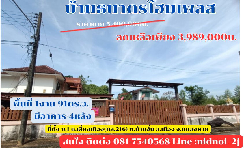 รูป ขายบ้านเดี่ยว ธนาดรโฮมเพลส บ้านจั่น จ.อุดรธานี - รูปที่ 1/5