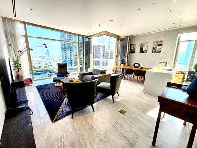 คอนโดให้เช่า : ♢ Rare ♢ ชั้น 20+ 120.00 ตร.ม. | 2 ห้องนอน 2 ห้องน้ำ | ใกล้รถไฟฟ้า BTS สะพานตากสิน 6 นาที, เอเชียทีค เดอะ ริเวอร์ฟรอนท์ 5 นาที