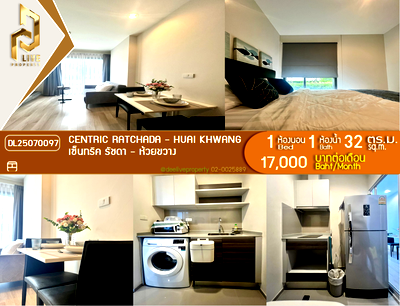 Condos for rent : DL25070097 Condo for rent, Centric Ratchada - Huai Khwang  near MRT ห้วยขวาง, ready to move in, call urgently 0653619502 LineID @952jdxxk