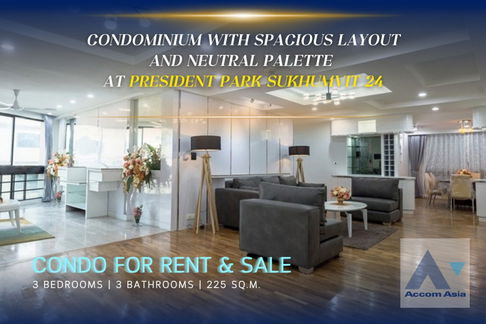 🔼🔽 AccomA 📩 Elegant condominium with spacious layout and neutral palette at President Park Sukhumvit 24 (AA34594)