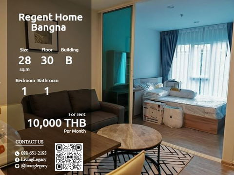 SYSTPS ให้เช่าคอนโด Regent Home Bangna 28 ตร.ม. ชั้น 30 ตึก B line id : @livinglegacy