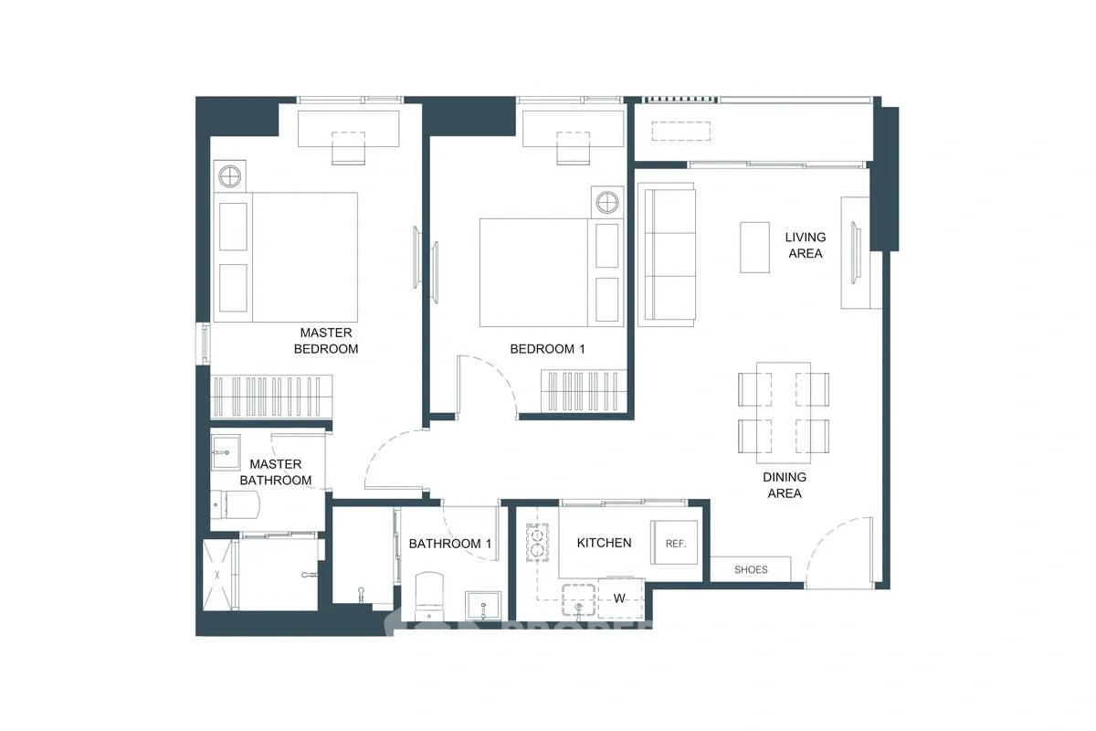picture 2-BR Condo at FLO By Sansiri near MRT Wat Mangkon (ID 2145500) - 1/6