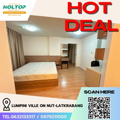 1-bed condo for rent, 45 sqm, Lumpini Ville On Nut - Lat Krabang