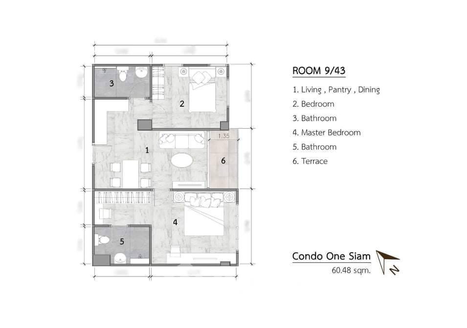 picture 2-BR Condo at Condo One Siam Condominium near BTS National Stadium (ID 629142) - 14/18