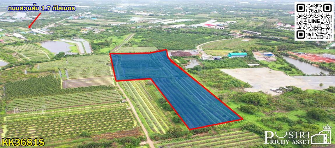 รูป ขายที่ 31 ไร่ หน้ากว้างมาก 133 เมตร ราคาคุ้มสุดในตลาดเชื่อมต่อหลายเส้นทาง ถนนสวนส้ม บางปลา และพระราม 2 - KK3681S - รูปที่ 2/5
