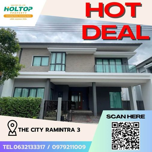4-bed house for rent, 289 sqm, 65 sq wah, The City Ramintra 3