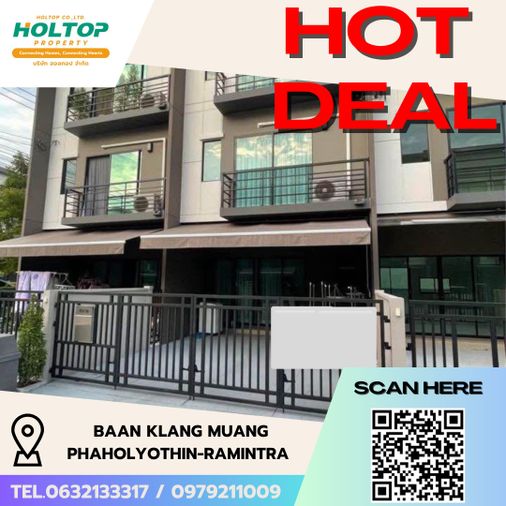 3-bed townhouse for rent, Baan Klang Muang Phahonyothin - Ramintra