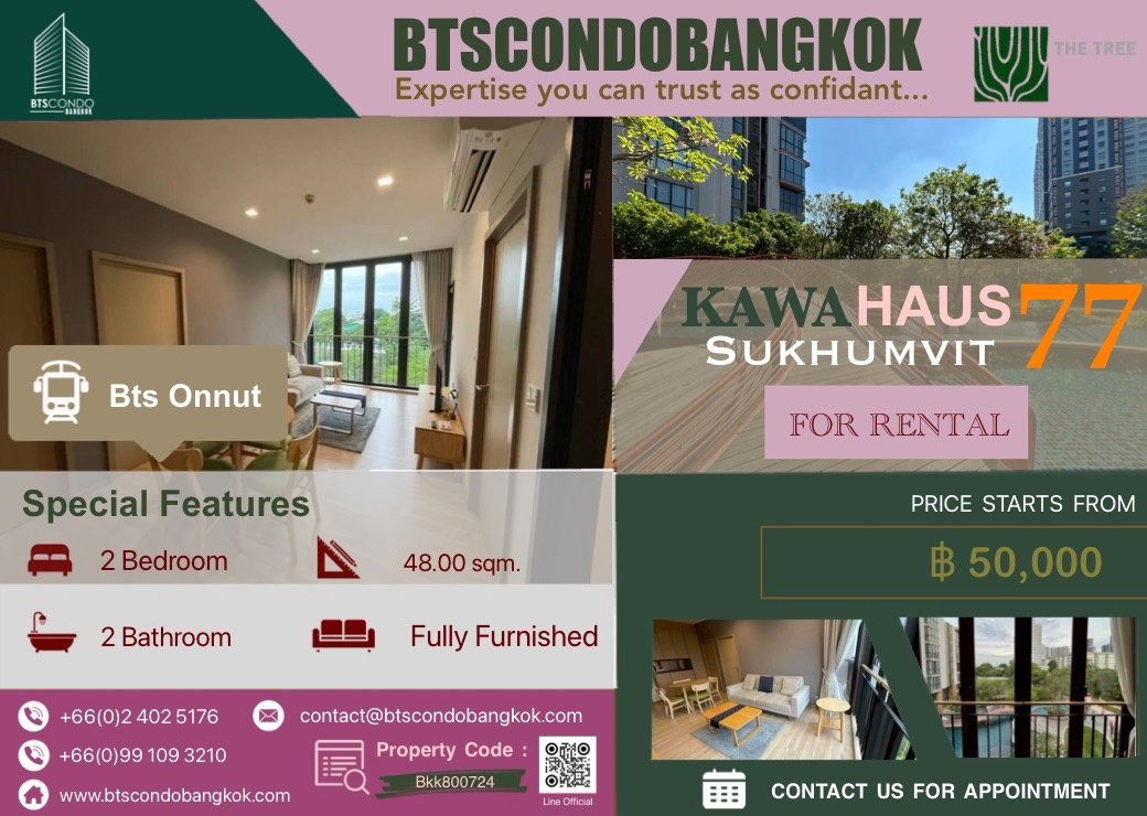 🔥🌈□■Hasu Haus 2BR 48.00 sq.m very nice decoration with the best price for rental■□