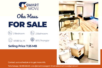 Condos for sale : 🔥Code C20240600008.......Oka Haus for sale, 2 bedroom, 2 bathroom, high floor, furnished, Special Deal!!🔥