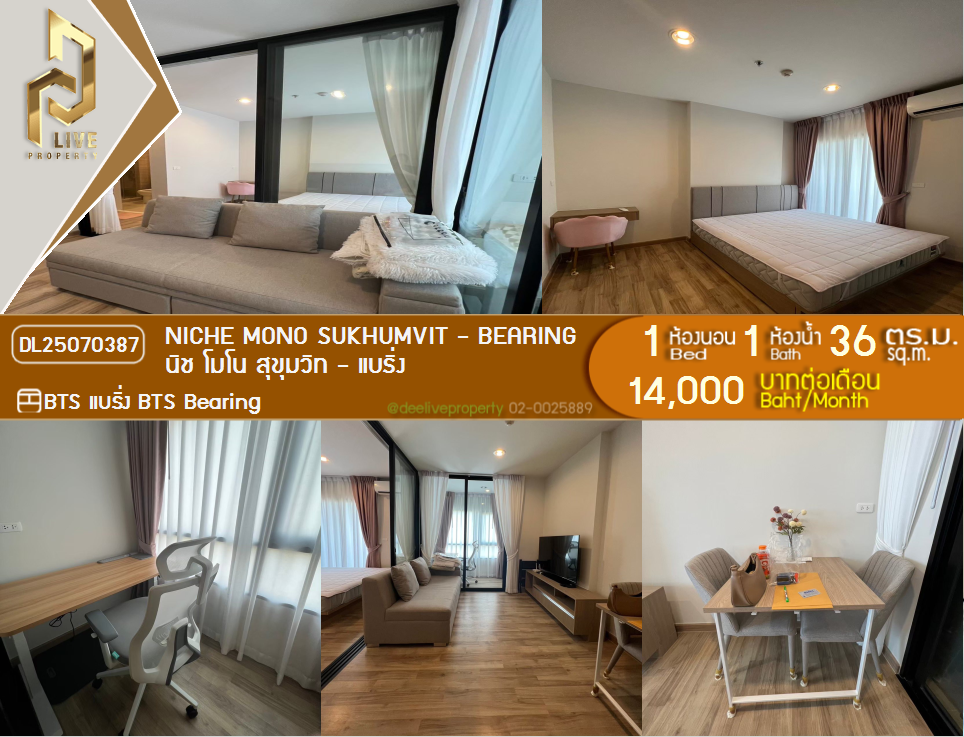 รูป DL25070387 ให้เช่าคอนโด นิช โมโน สุขุมวิท - แบริ่ง (Niche Mono Sukhumvit - Bearing) ใกล้ BTS แบริ่ง พร้อมเข้าอยู่ โทรด่วน 0638692663 LineID @655ebbvc - รูปที่ 1/17