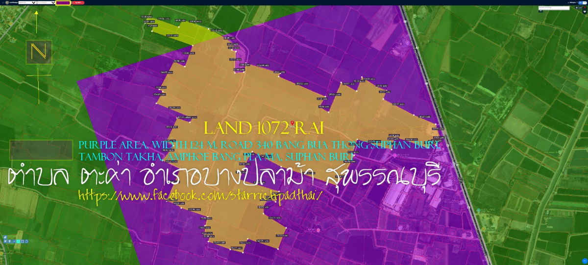 picture  Land for sale 1072 rai Purple area, width 125 m. Road 340 Bang Bua Thong-Suphan Buri Tambon Takha, Bang Pla Ma District, Suphan Buri  - 1/6