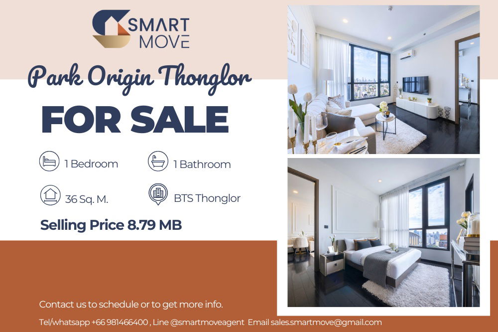 รูป 🔥 ขายพร้อมผู้เช่า !!🔥 Code C20250600075..........Park Origin Thonglor, 1 ห้องนอน, 1 ห้องน้ำ, ชั้นสูง 34++, แต่งครบ, ราคาพิเศษ!!📣📣 - รูปที่ 1/10