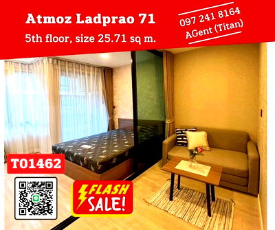 Condos for rent Lat Phrao : 🎉  The room is free. Ready to stay. Atmoz Ladprao 71 🎉 Decorated with fir. Make an appointment first. (T01462) 