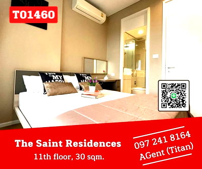 คอนโดให้เช่า : 🎉 ด่วน!! ห้องว่างแล้ว พร้อมอยู่จร้าาา The Saint Residences 🎉 ห้องสวยใหม่ วิวสระและสวนจตุจักร เฟอร์ครบ พร้อมอยู่ นัดดูก่อนได้จ้าา (T01460)