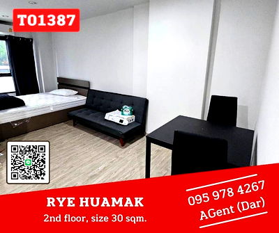 Condos for rent : 🎯RYE Huamak🔥🔥 The room is not hot, ready to move in. Like to talk to the event (T01461) 