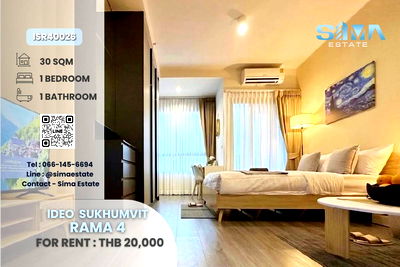 Condos for rent Khlong Toei : Fully Furnished @Ideo Sukhumvit Rama 4, Near Office District.