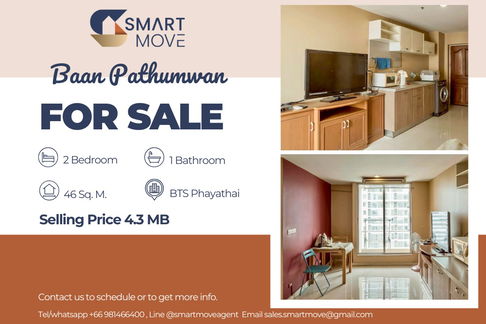 🔥 For Sale !!🔥 Code C20250700016..........Baan Pathumwan, 2 bedroom, 1 bathroom, North Facing, high floor 21++, furnished, Special Deal!!📣📣