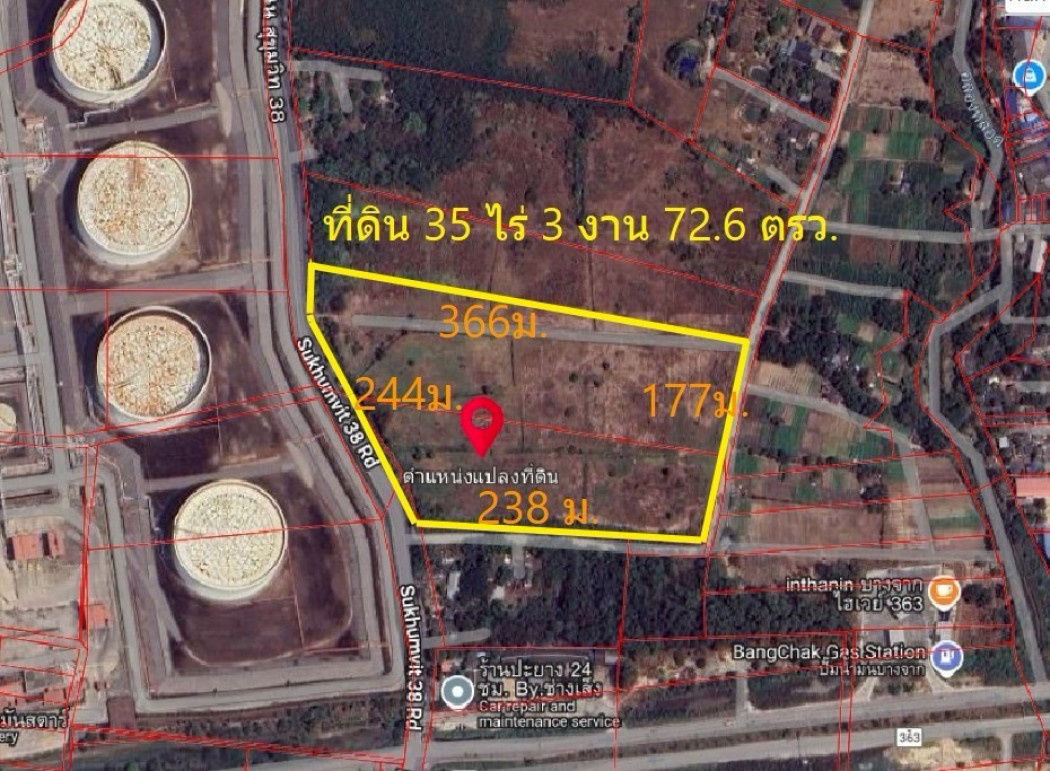 picture Land for sale in Map Ta Phut, on Sukhumvit Road 38, Rayong Province, 35 rai, 3 ngan, 72.6 sq m. - 1/6