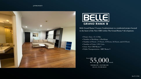 ให้เช่า Belle Rama 9 [เบลล์ พระราม 9] 🔰 ตกแต่งครบ พร้อมอยู่ 